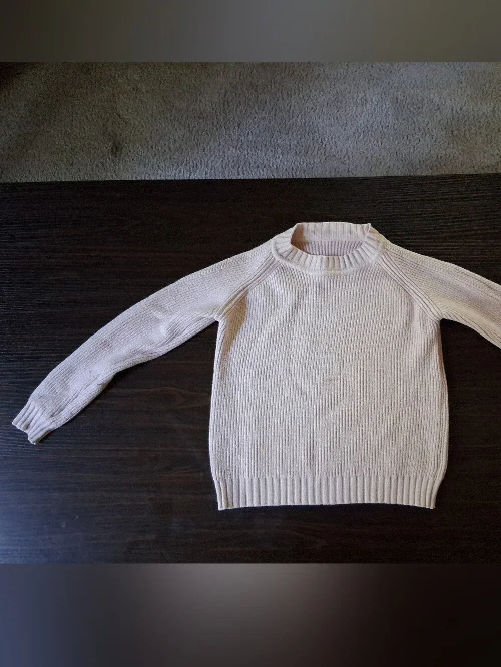 Kids Pink Cream Ribbed Knit Sweater